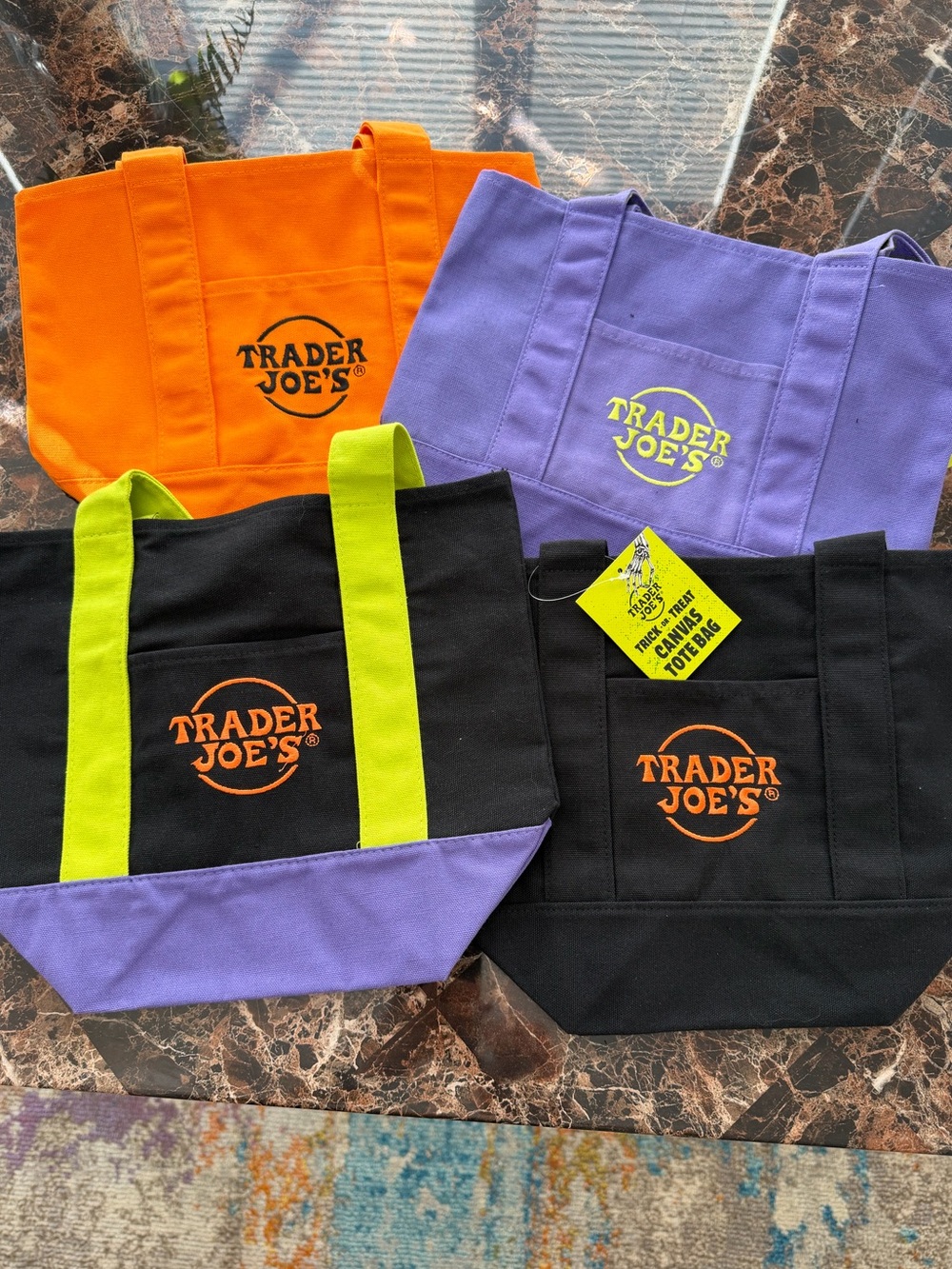 Set of 4 - Trader Joe’s limited edition Halloween mini tote bags NWT